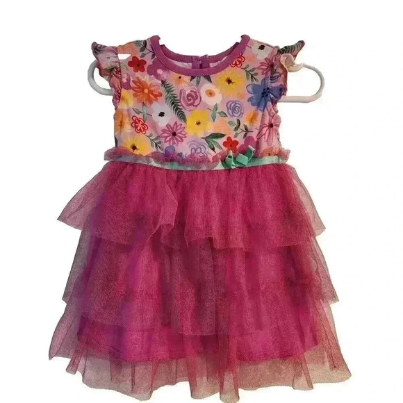 Matilda Jane WIDE AWAKE FRENCHIE Floral Dress 12-18 Months Pink Tutu Baby Girl - Picture 1 of 4